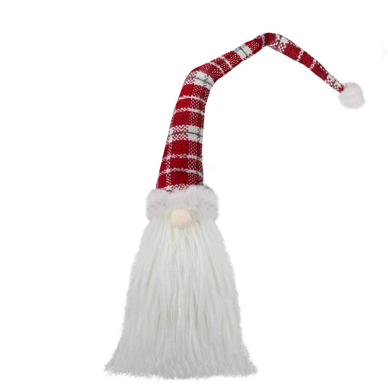 Northlight Plaid Hat Santa Claus Gnome Christmas Decoration - 29.5" - Red and White
